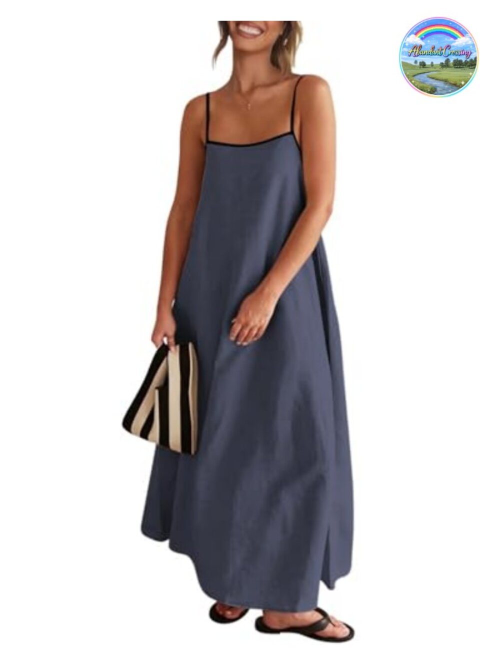 Linen Blend Maxi Dress Sleeveless Sundress with Pockets